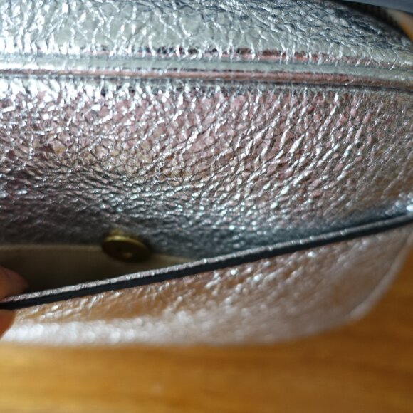 J.Crew Mini Metallic Silver Signet Leather H3877 crossbody Cross Body Bag - Picture 7 of 8